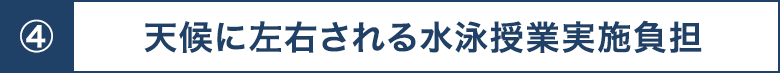 天候に左右される水泳授業実施負担