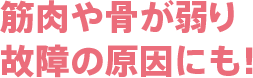 筋肉や骨が弱り故障の原因にも！