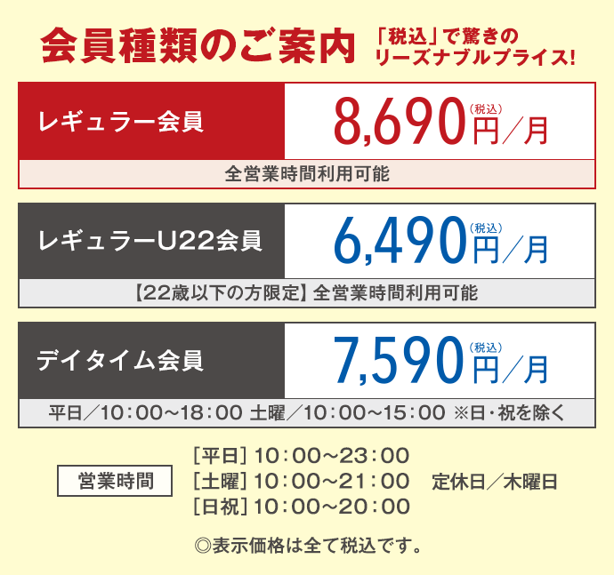 会員種類のご案内