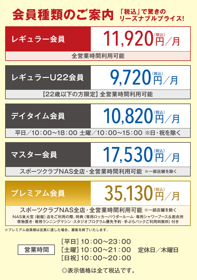 会員種類のご案内