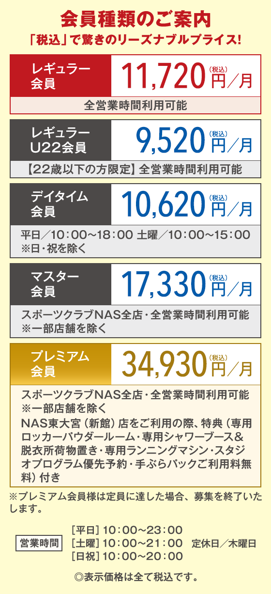 会員種類のご案内