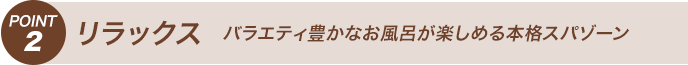 POINT2 リラックス　バラエティ豊かなお風呂が楽しめる本格スパゾーン