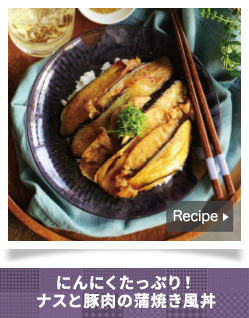 ナスと豚肉の蒲焼き風丼