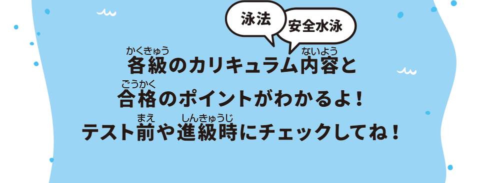 各級のカリキュラム内容と合格のポイントがわかるよ！テスト前や進級時にチェックしてね！