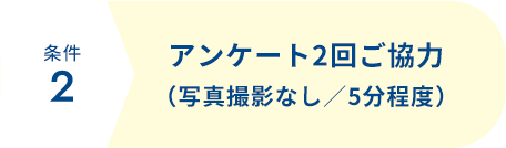 条件2 アンケート2回ご協力（写真撮影なし／5分程度）