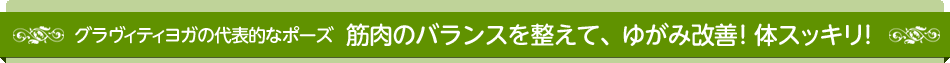 グラヴィティヨガの代表的なポーズ　筋肉のバランスを整えて、ゆがみ改善！体スッキリ！