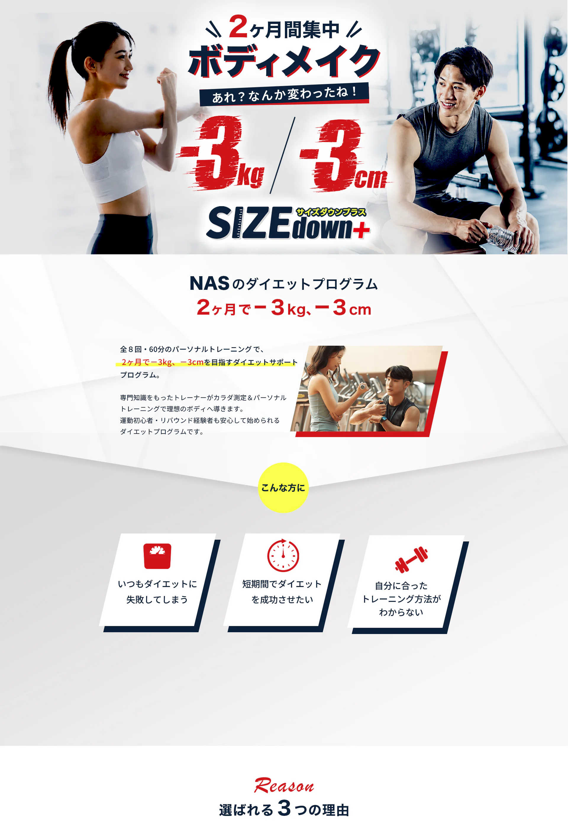 2ヶ月間集中ボディメイク SIZE DOWN PLUS